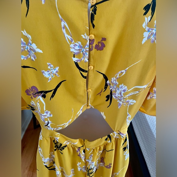 ASOS Butter Yellow Floral Palazzo Pants Jumpsuit - Picture 4 of 5